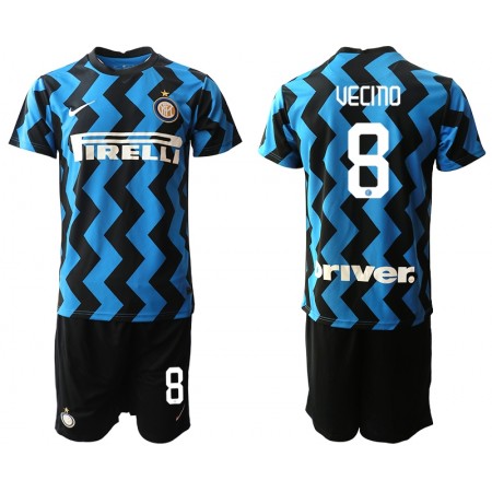 Jalkapallo Peliasut Inter Milan Matias Vecino 8 Lasten Kotipaita 2020-2021 Lyhythihainen